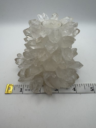 Clear quartz candle holder - candle,
